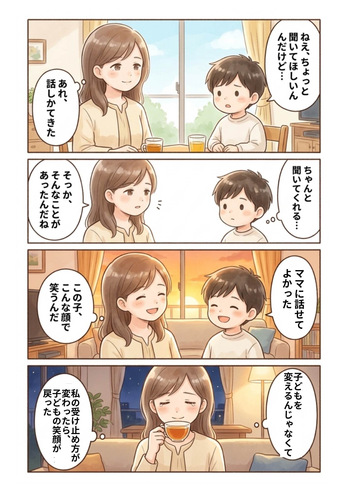 ママに話してよかった。変化の4コマ漫画